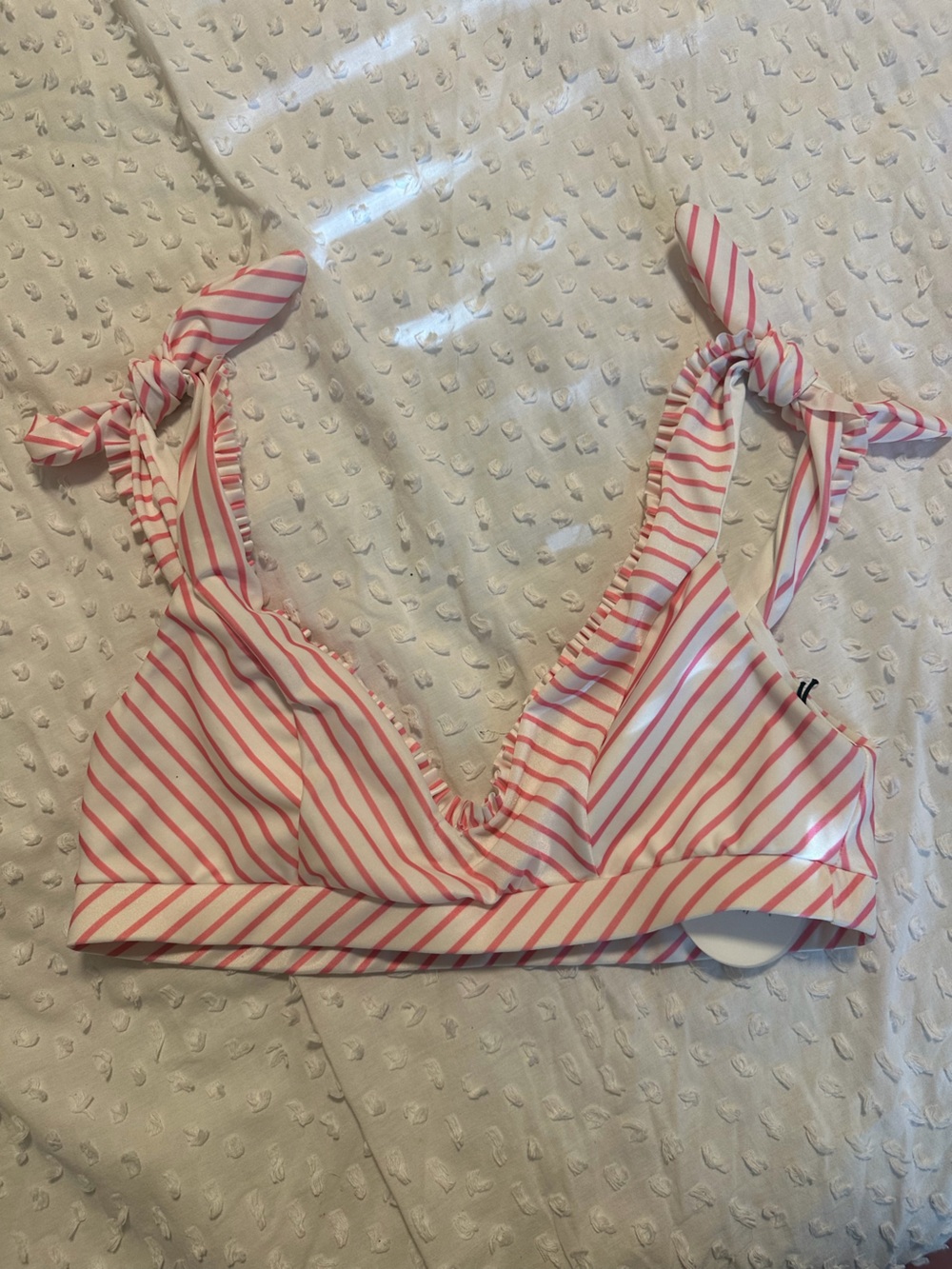 Tularosa Pink and White Striped Tie-Shoulder Bikini Top